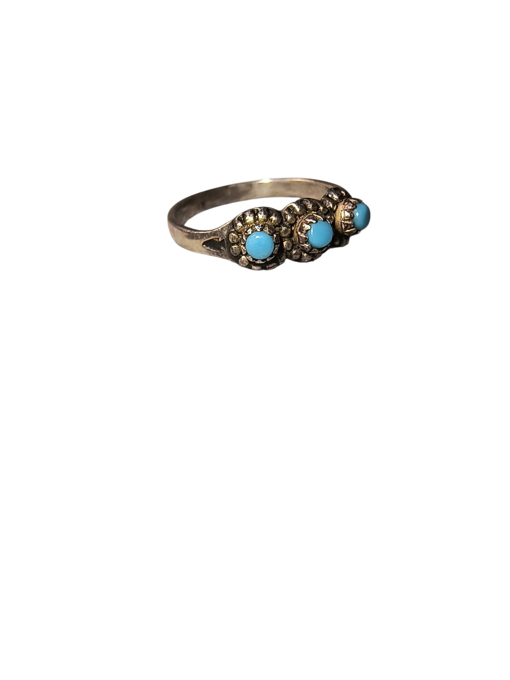 Vintage Bell Trading Post Turquoise Triple Stone Pinky Or Child Ring - Picture 3 of 11